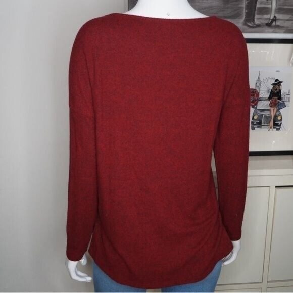 Harlowe & Graham Burgundy Long Sleeve Top Size PXS - Picture 3 of 5